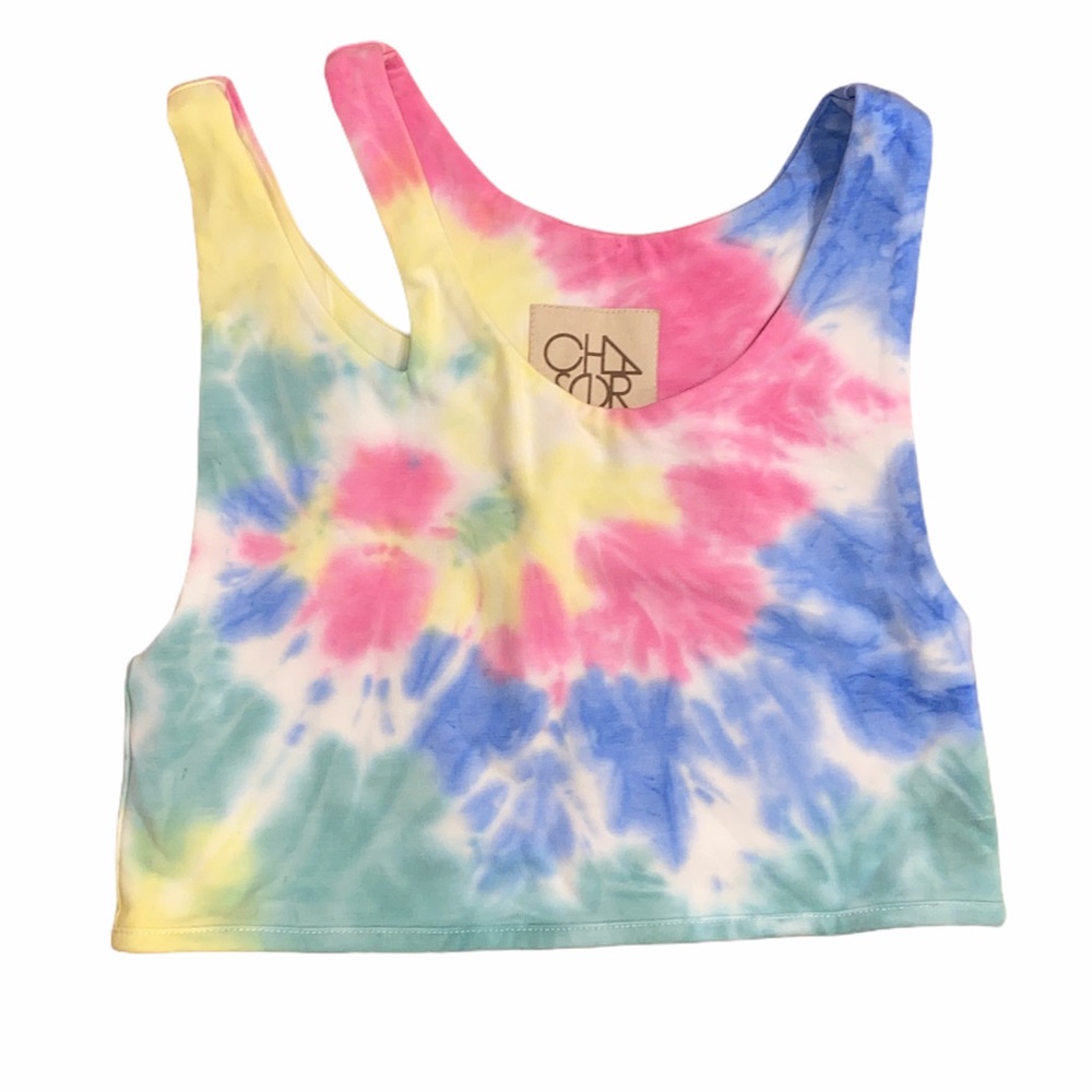 CHASER rainbow tie dye crop top